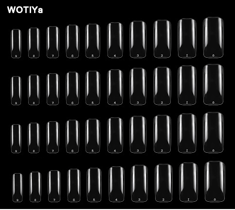 WOTIYa 500 Pcs Clear Artificial Fingernails Acrylic Full Cover Finger Nails Tips with 10 Sizes Square Fingernails for Personal Salon Use