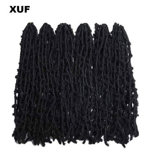 XUF 6 Pack 24 inch Black Curly False Hair Butterfly Locs Crochet Hair Synthetic Hair Extensions for Women