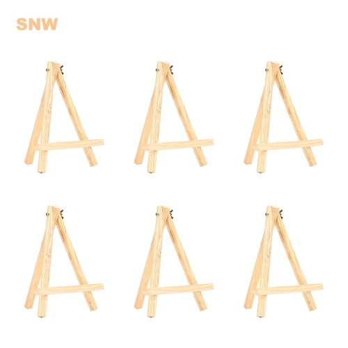 SNW 6 Pack Mini Easels 9 inch Wooden Tripod Easels Portable Tabletop Easels Tripod Holder Stand for Painting, Sketching