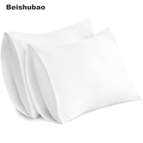 Beishubao Set of 2 Cooling & Cozy Pillow Cases with Envelop Closure 100% Cotton Breathable Pillow Covers for Home Hotel