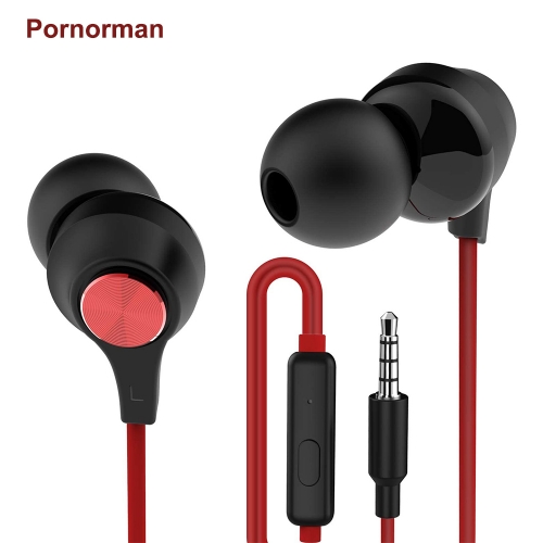 Pornorman Wired Earbuds with Microphone for Computer, Earphones Wired with Mic Volume Control, Powerful Bass, High Fidelity