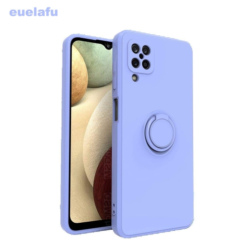 euelafu Cell Phone Case for Samsung Galaxy A12 with 360 Degrees Rotating Metal Magnetic Ring Kickstand Shockproof Protective Case