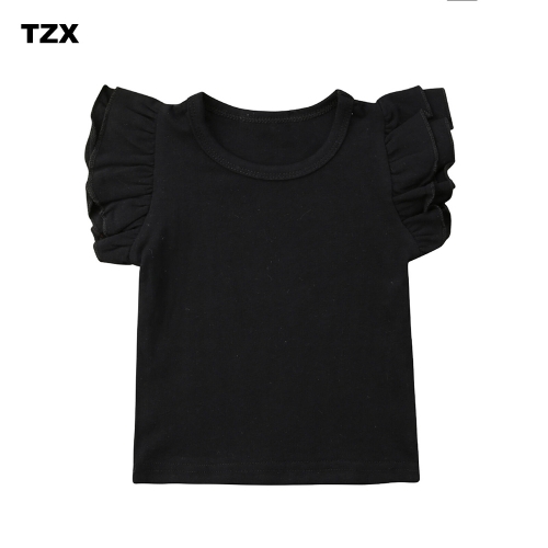 TZX Baby Girls' Solid Tank Top Basic Plain Ruffle T-Shirt Casual Blouse for Infant Toddler Baby Girl