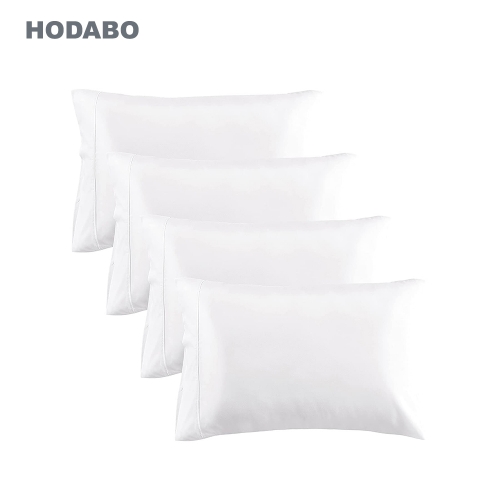 HODABO Set of 4 White Microfiber Pillow Covers Pillowcases with Envelop Closure Standard Queen King Size Pillowcases for Sleeping