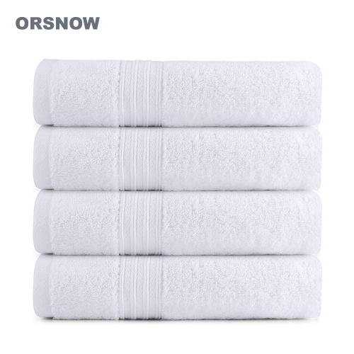 ORSNOW Set of 4 Soft & Ultra Absorbent Bath Towels 100% Cotton Towels for Gyms Hotel Spa Bathroom Kitchen