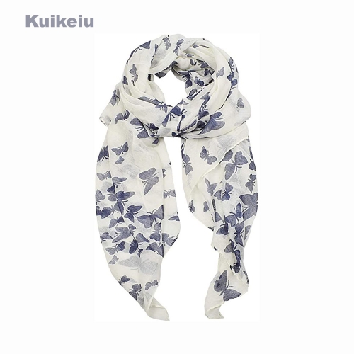 Kuikeiu Scarfs for Women Lightweight Floral Butterfly Print Scarf Fashion Scarves Shawl for All Season