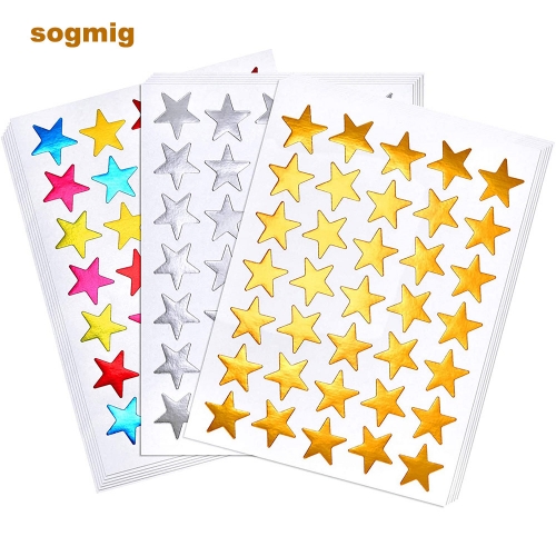 sogmig 30 Sheets 1050Pcs Star Stickers Self-Adhesive Star Stickers Labels for Classroom Party Arts Crafts Home School Office, Assorted Colors