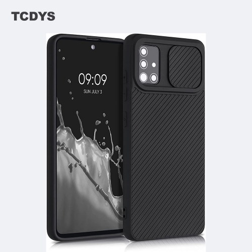 TCDYS Case Compatible with Samsung Galaxy A51 Soft TPU Phone Cover with Camera Lens Protector Slider - Black