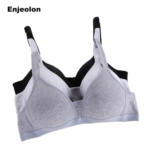 Enjeolon Adjustable Cotton Brassieres Bra with 3 Adjustable Hooks and Eye Closure Soft and Breathable No Wire Bra for Teens Girls Kids