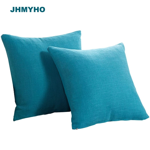JHMYHO 100% Cotton Breathable Square Throw Pillows with Invisible Zipper for Bedroom Car Cafe Decoration, 18"x18"