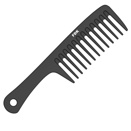 FDK Salon Quality Large Detangler Comb with Handle and Wide Tooth Big Paddle Comb for All Hair Types Women Men, Black