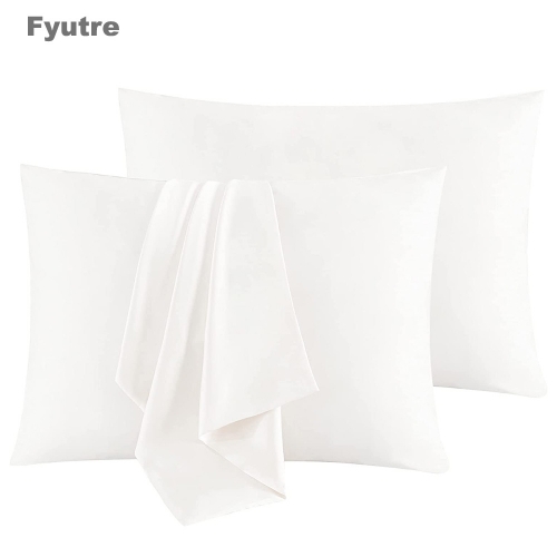 Fyutre Silk Pillowcase 2 Pack 100% Mulberry Silk Pillow Cases for Hair and Skin Natural Silk Pillow Cover Super Soft and Smooth, White