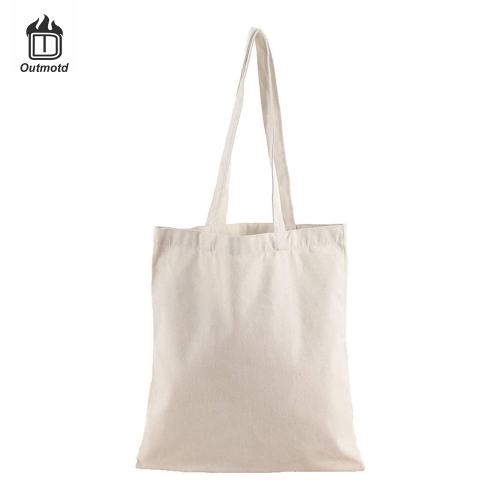 OUTMOTD 3 Pack Canvas Shopping Bags Reusable Grocery Bags with Long Handles 100% Cotton Canvas Tote Bags for Shopping Fitness