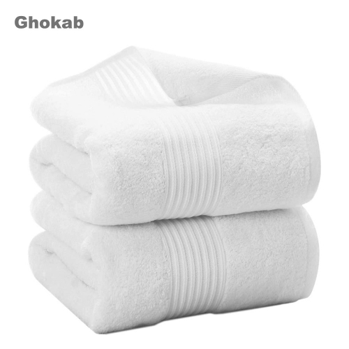 Ghokab 2 Pack 100% Cotton Luxury  High Absorbent Bath Towels,Super Soft Bathroom Towels, White
