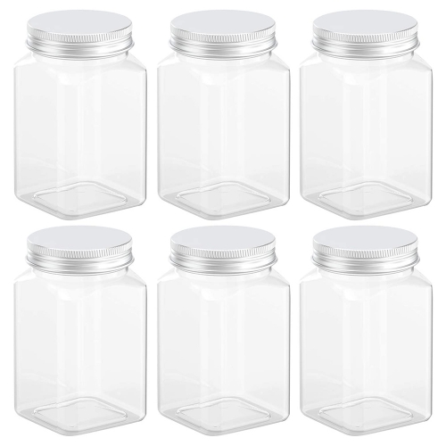Jescta Set of 6 Plastic Clear Storage Containers with Lids for Kitchen & Household Storage Airtight Container, 12 Ounce