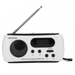 VOSTERIO Solar Radio Emergency Dynamo Radio Hand Crank Digital FM AM Radio Portable with LED Flashlight