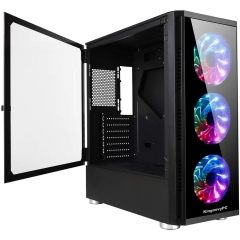 KingnovyPC Computer Chassis with 3 RGB Fans Computer Case, Mid Tower, Gaming PC Case EATX/ATX/MATX/ITX, Tempered Glass Side Panel Swing Open Door