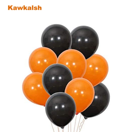 Kawkalsh 100 Pcs 12'' Black & Orange Lustrous Pearlized Latex Balloons For Party Decoration, Weddings, Birthdays, Proms, Anniversaries