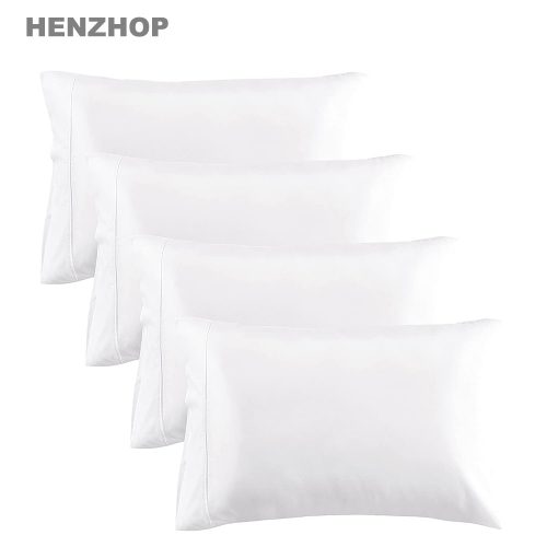 HENZHOP 4 Pack White Pillow Covers Premium Microfiber Pillow Cases with Envelop Closure, Cooling, Winkle Fade, Stain Resistant