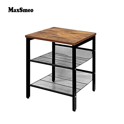 MaxSmeo Rustic Side Table Ending Table 2 Ties Night Stand Storage Bedside Table Desktop Ending Table Bedroom Livingroom