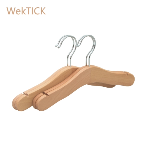 WEKTICK Pack of 10 Kid's Wooden Clothes Hangers with Shoulder Notches, 360° Swivel Solid Wood Hangers for Children Clothes
