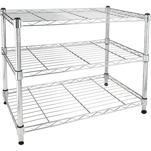 TENDIRIZER Heavy Duty 3-Tier Storage Rack with 4 Wheels Shelving Unit Wire Shelving Rack for Kitchen Office Garage Basement