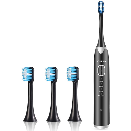 OSTSO Sonic Electric Toothbrushes with 4 Modes & 4 Brush Heads USB Fast Charge Built-in Smart Timer for Adults and Kids