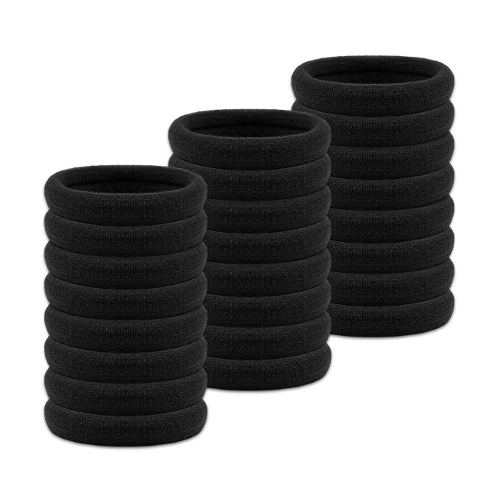 MUDAMU 60Pcs Thick Seamless Cotton Hair Bands Black Thick Hair Ties Soft Elastic Hair Accessories No Damage for All Hair Types