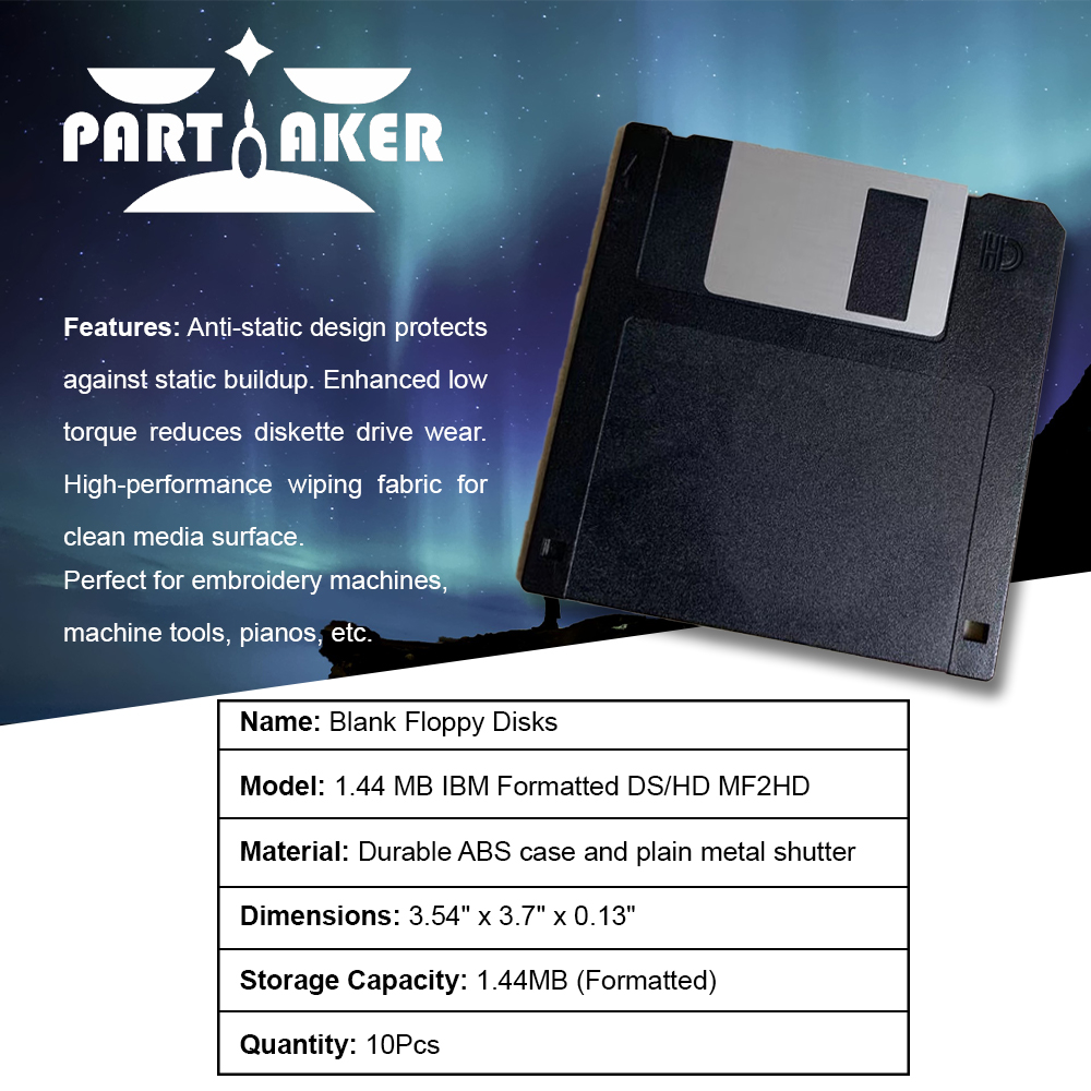 PARTAKER 10 Pack Blank Floppy Disks Durable Blank Disks 3.5