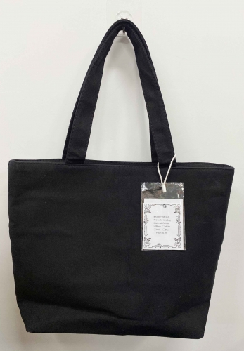VMELOL Women's Durable Handle Handbag for Travel Daily Canvas Shoulder Bag Tote Bag with Sturdy Zipper & Long Handle, Black