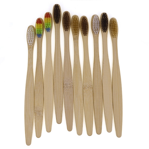 FirDunk 10 Pack Bamboo Toothbrushes with Soft Bristles Eco-Friendly Manual Toothbrushes for Home Travel