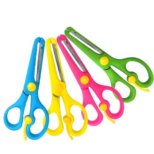 SHANNEL 4Pcs Safety Scissors Preschool Training Scissors Plastic Paper Cutting Scissors Art Craft Scissors for Children Kids Toddler