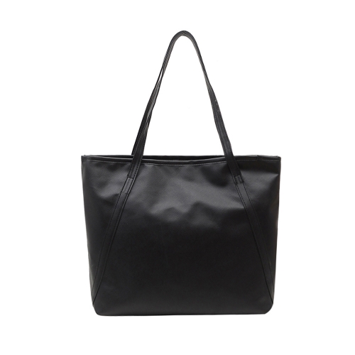 Winghin PU Leather Handbag Large Capacity Tote Bag with Soft Handle Vintage Solid Shoulder Bag for Women, Black