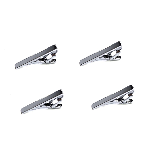 Jaipun Men's Tie Clips 4pcs Business Necktie Bars Metal Tie Clips Durable Silver Tie Bars Jewelry Accessories