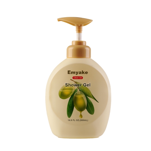 Emyake Olive Oil Shower Gel Moisturizing & Nourishing Bath Gel Body Wash Cleanses and Nourishes Skin, 16.9 FL OZ.(500mL)