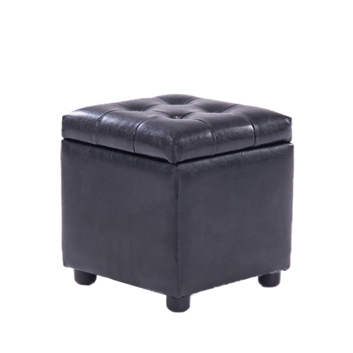 vivevol Leather Footstool with Lid Cube Storage Foot Stool PU Leather Rectangular Seat for Living Room Front Door Entryway Balcony