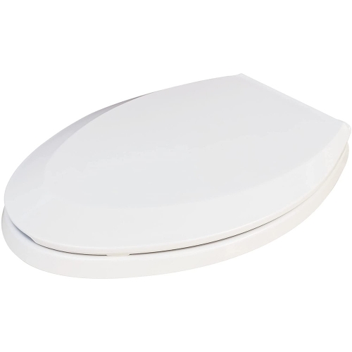 WIZISA Elongated Toilet Seat with Lid White PP Slow Close Toilet Seat with Anti-Slip Bumper Easy Installation & Clean