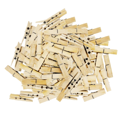 AGIETCH 100Pcs Wooden Clothes Pegs Natural Wood Clothes Pins Durable Clothing Pegs for Clothes Pictures Papers Arts Crafts Holiday Items