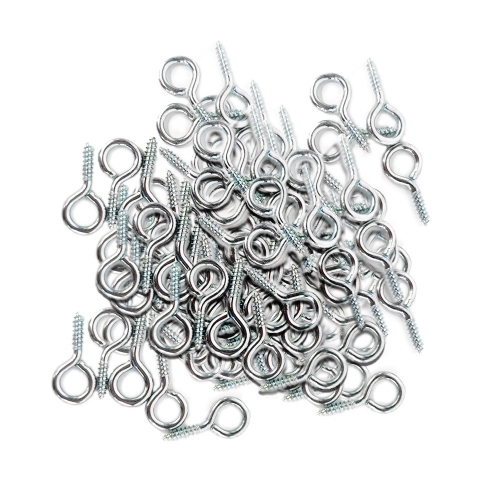 CESTAME 150pcs Metal Hooks Zinc Plated Metal Eye Hooks Screw Hooks for Home Kitchen Garden Office, Silver