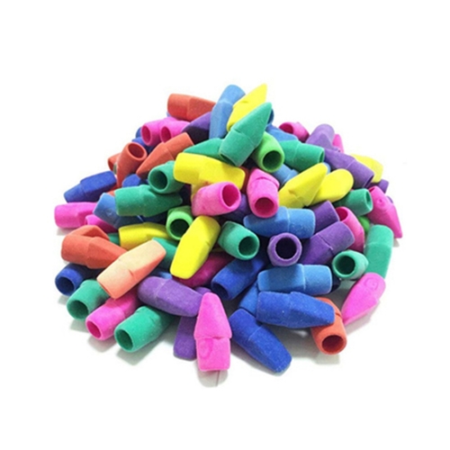 Muail 100PCS Pencil Top Erasers Cap Erasers Colored Toppers Erasers Cute Stationery School Supplies for Kids Students