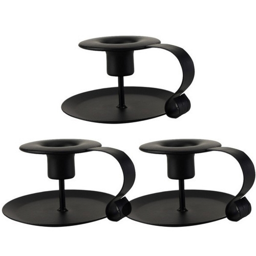 Lusiodtt Iron Taper Candlesticks 3Pcs Black Retro Metal Candle Holders Taper Candle Stand for Wedding Party Christmas Dining Home Decorations