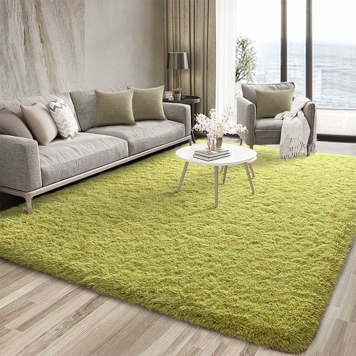TCKC Ultra Soft Shaggy Carpets Fluffy Non-Slip Area Rugs Floor Carpets Home Decor for Living Room Kindergarten Bedroom Playroom, Green, 3 ft x 5 ft