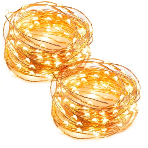 NRY 16.5FT 50 LED String Lights Waterproof Warm White Fairy Lights Battery Operated Copper Wire Lights Festive Decor for Christmas Parties Wedding