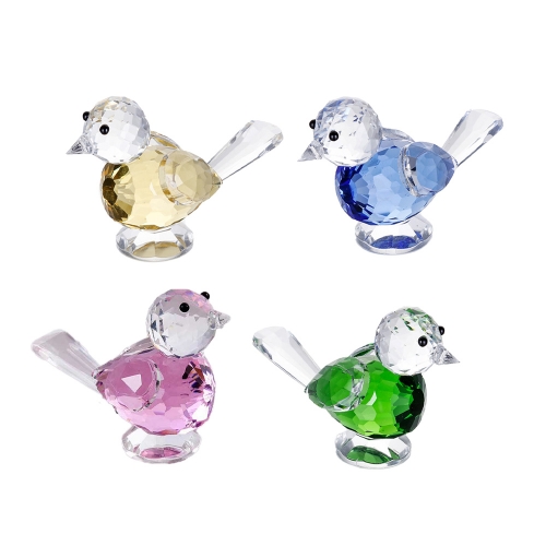AVISKYLUK Art Glass Bird Figurines Set of 4 Glass Crystal Small Bird Figurines Table Decorations for Home Office Car
