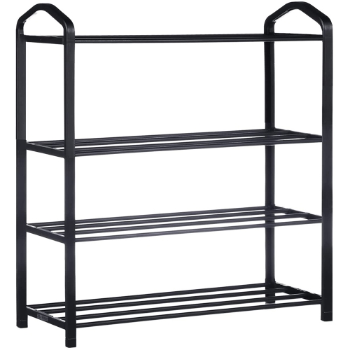 COODUM 4-Tier Stackable Shoe Rack, 12-Pairs Sturdy Shoe Shelf Storage , Black Shoe Tower for Bedroom, Entryway, Hallway, and Closet