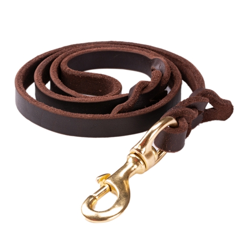 JLX Dog Leather Leashes with Heavy-Duty 360° Rotating Brass Hook&Anti-Slip Braided Handle Durable Solid Pet Leashes for Medium Large Dogs