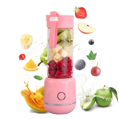 MDH Portable Small Juicer with 4 Stainless Steel Blades 15oz USB Mini Juicer Blender Juice Cup for Home Office Travel Outdoor