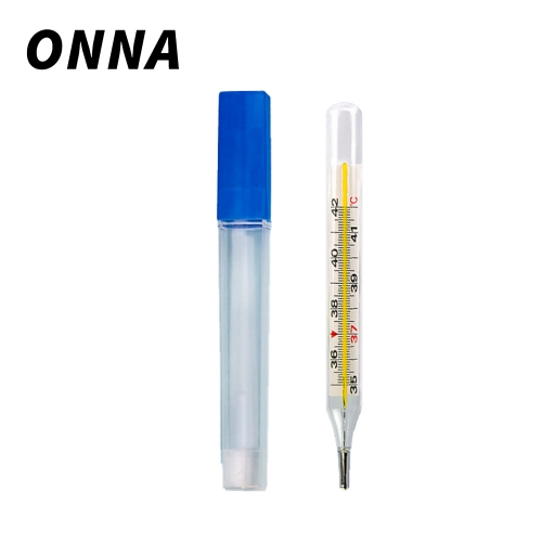 ONNA Glass Oral Thermometer with Protective Cover Mercury Free Celsius Thermometer Traditional Armpit Thermometer for Adults Kids