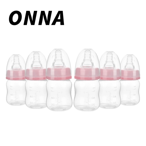 ONNA Baby Nursing Bottles with Soft Slow Flow Nipples Heat-Resistant Newborn Baby Bottles, BPA Free, 6 Pack, 2 Ounce