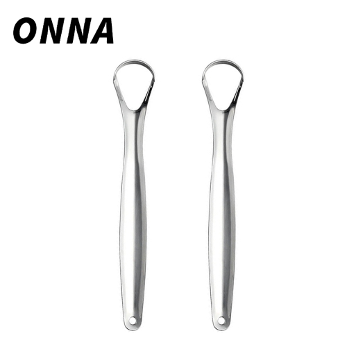 ONNA 2 Pack Tongue Scrapers Medical Grade BPA Free Stainless Steel Tongue Scrapers Oral Care Products for Adults Kids